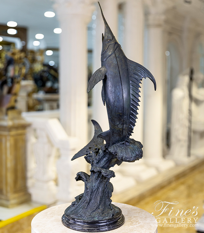 Bronze Statues  - Breaching Marlin Bronze Statue - BS-822